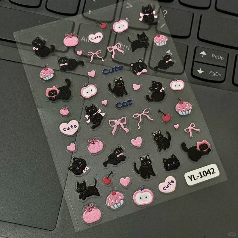 3D Printing Epoxy Resin - 귀여운 만화 리본 검은 고양이 3D