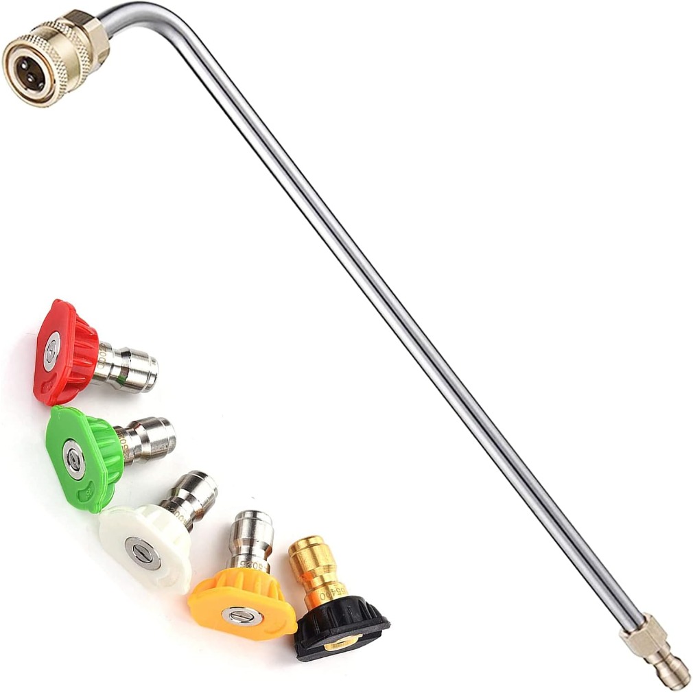 Nozzle Cleaning Kit - 13.4인치 실버 고압 세척기 연장봉, 90도