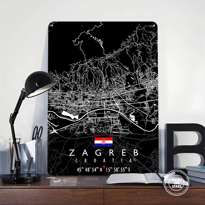 자그레브 지도 크로아티아 포스터 레트로 3D 인쇄 금속 - 3D Printing Zagreb 리뷰 및 가격