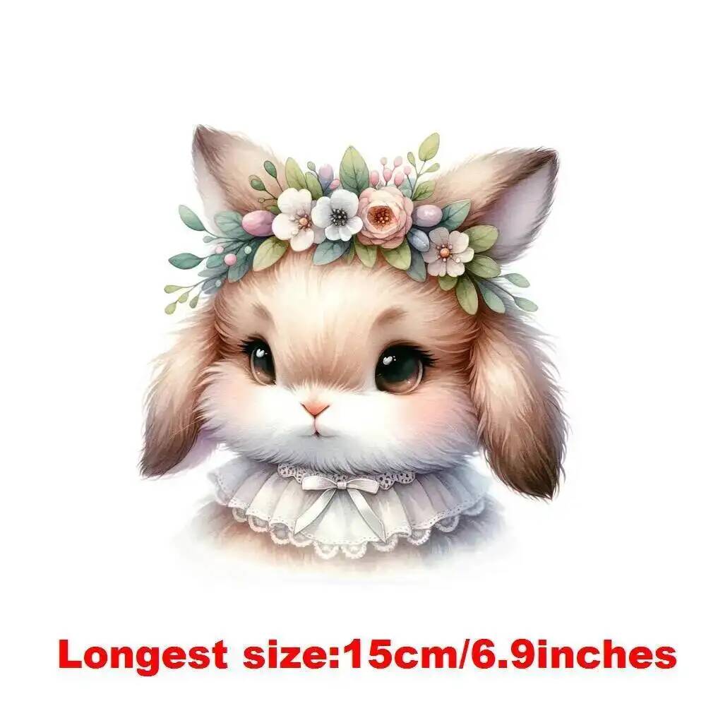 15cm 어린이 꽃 토끼 동물 철 열전달 스티커 DTF - 3D Printing Rabbit 리뷰 및 가격
